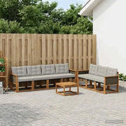 Set di divani da esterno 8 pcs Naturale e Grigio Chiaro
