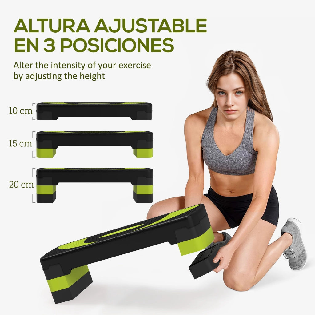 Step Aerobico Regolabile 3 Livelli ¨C zephmum ¨C Verde 80x31x20 cm