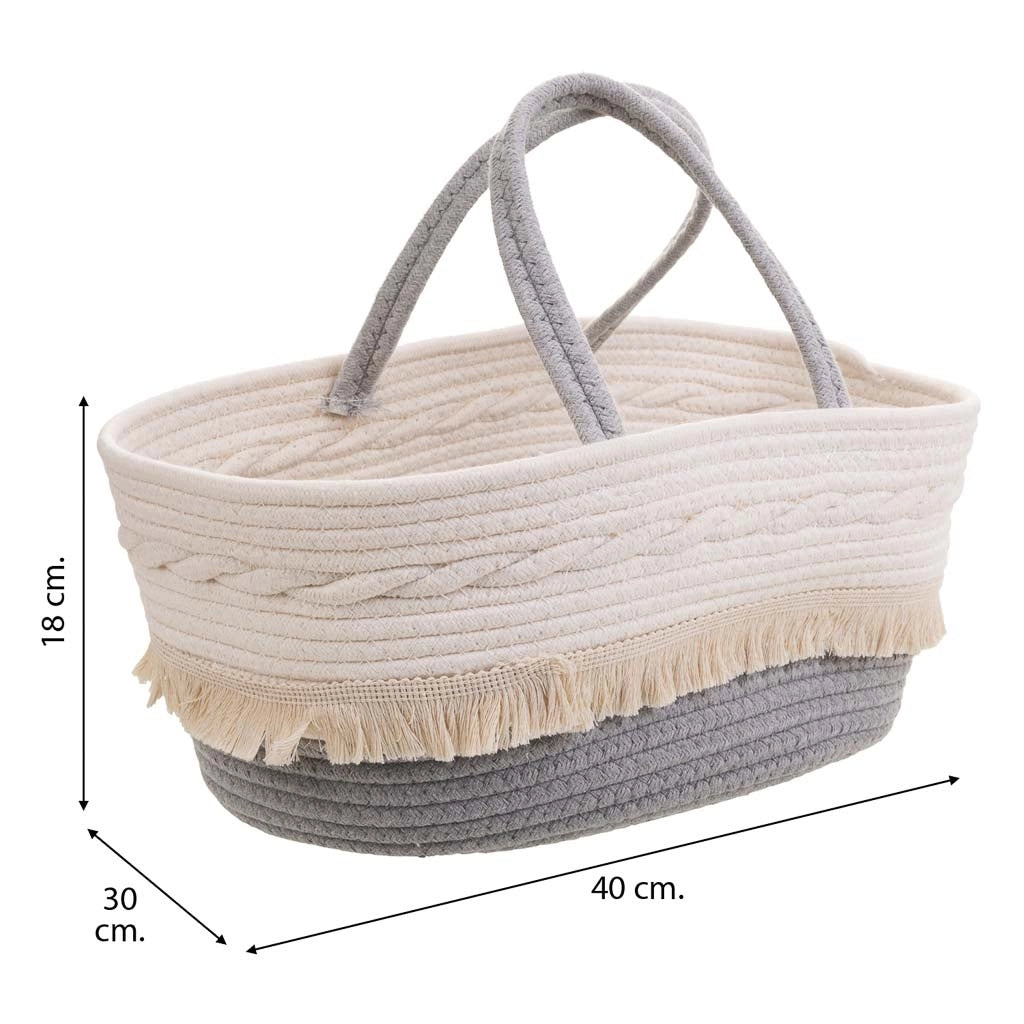 Cesto in corda intrecciata bianca 40x30x18h