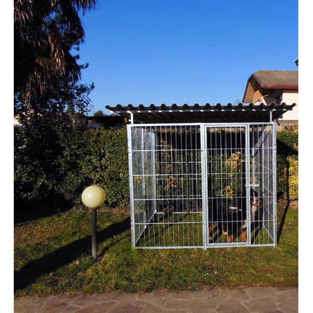 Box per cani da esterno coperto con zincatura a caldo da 200x200x altezza 180 cm
