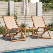 Sedie da Spiaggia Pieghevoli 2 pz | Sedie da Esterno Beige in Tessuto e Legno