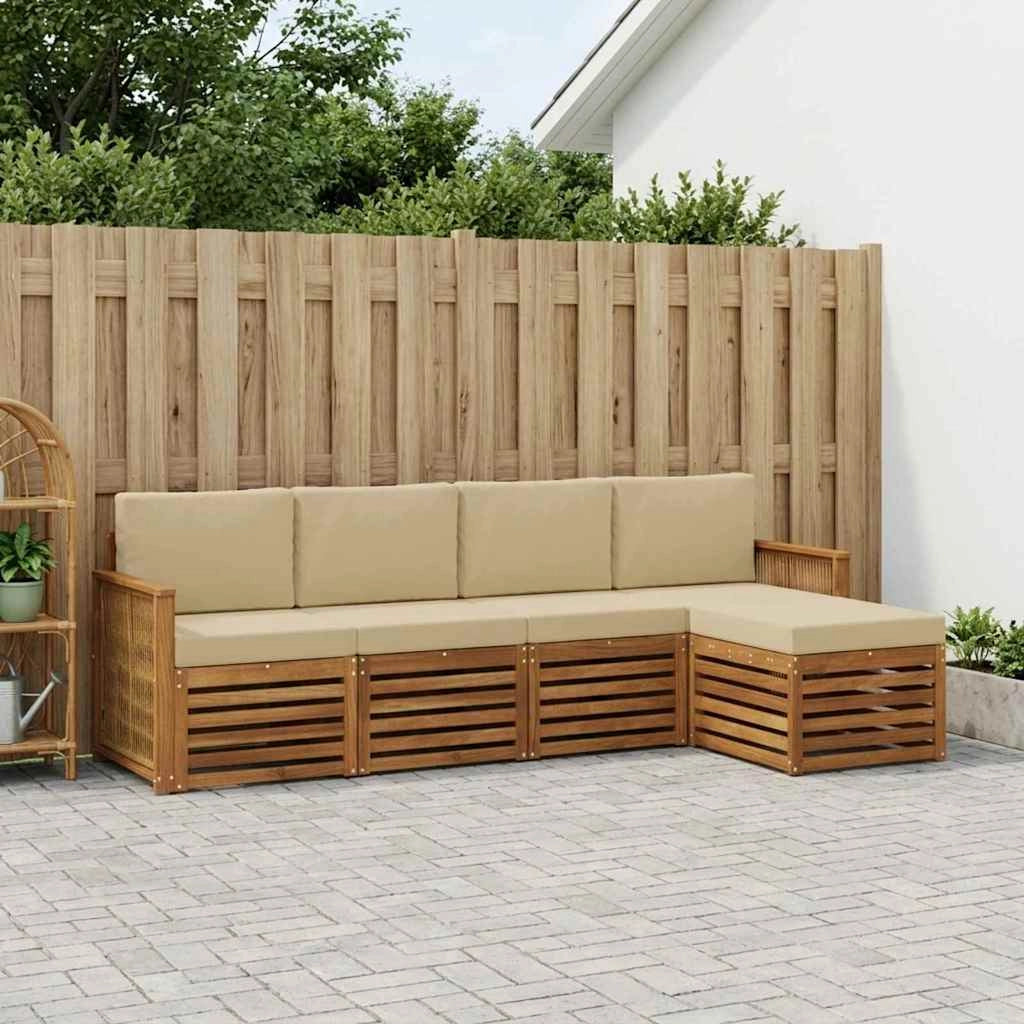 Set di divani da esterno 5 pz Naturale e Beige 3384239