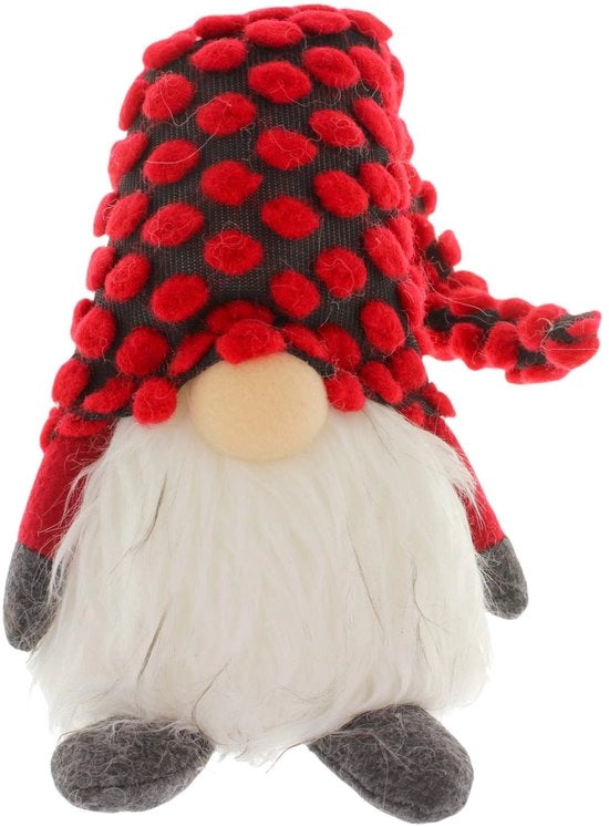 Decorazione di Natale Gnomo - Figura Decorativa Tomte - 32 cm Alto - Lavorato a Maglia/Plume - Rosso/Grigio/Bianco - Carino Regalo