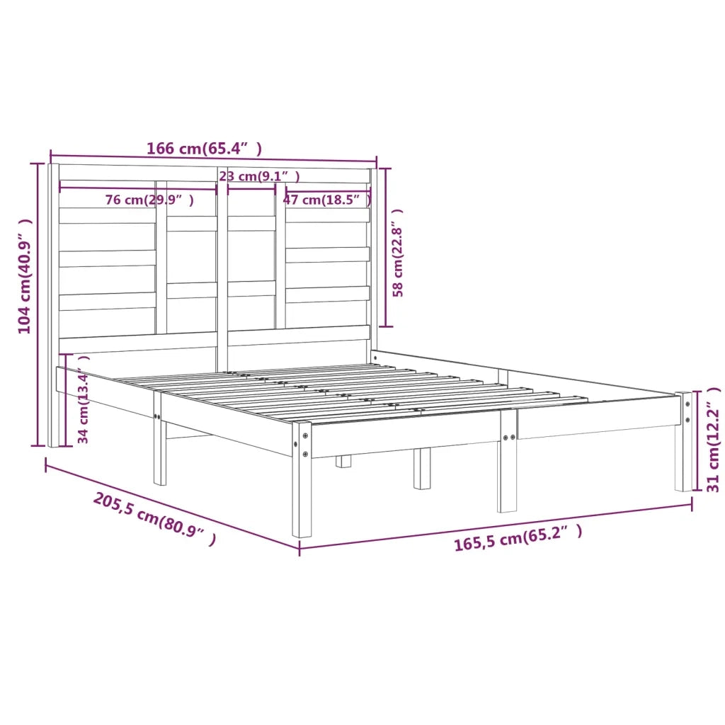 Giroletto-Struttura Letto Bianco in Legno Massello 160x200 cm 119259