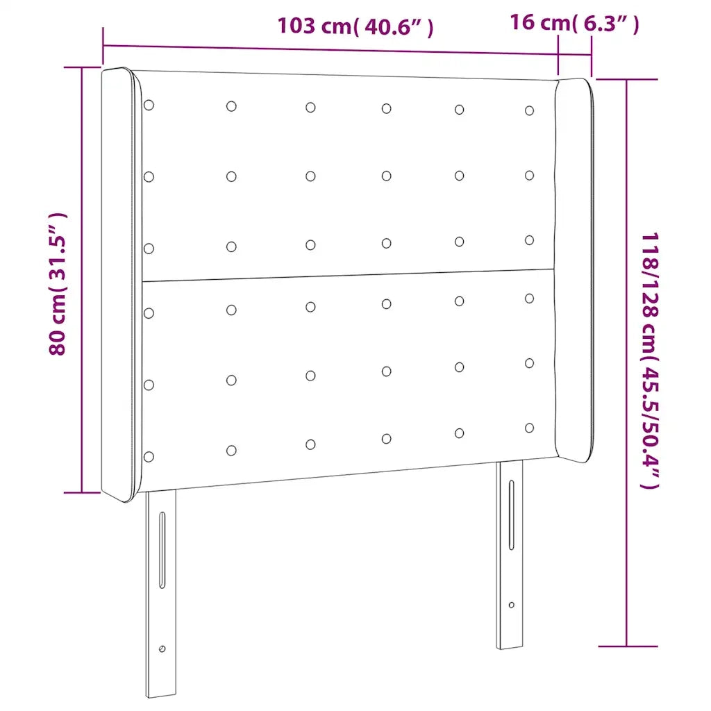 Testiera ad Orecchio Blu Scuro 103x16x118/128 cm in Velluto
