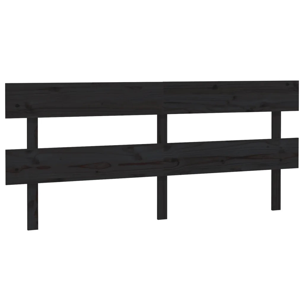 Testiera | Testata per Letto Nera 204x3x81 cm in Legno Massello di Pino