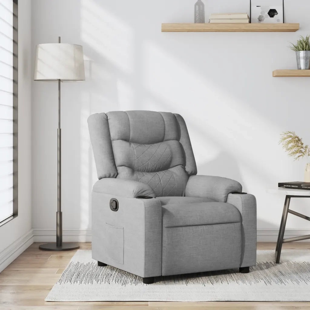 Divano Sedia-Poltrona Reclinabile in Tessuto Grigio Chiaro 730868