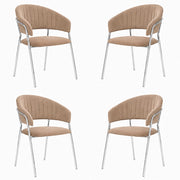 Set da 4 sedie Aurelia in velluto grigio tortora con gambe in ferro cromato