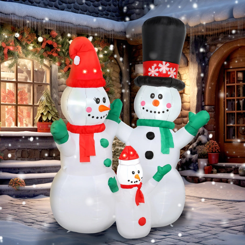 Pupazzo di Neve Gonfiabile Famiglia 1,8m ¨C Xylo ¨C Con Illuminazione LED per Interno ed Esterno