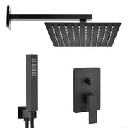 Set doccia incasso Kubo nero opaco con soffione 20 cm e kit doccia