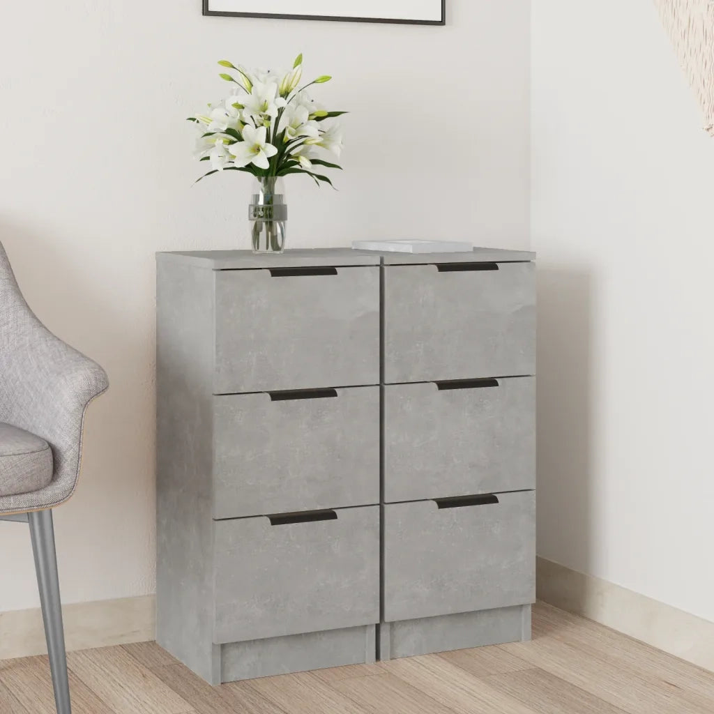 Credenze 2 pz Grigio Cemento 30x30x70 cm in Legno Multistrato cod mxl 18416