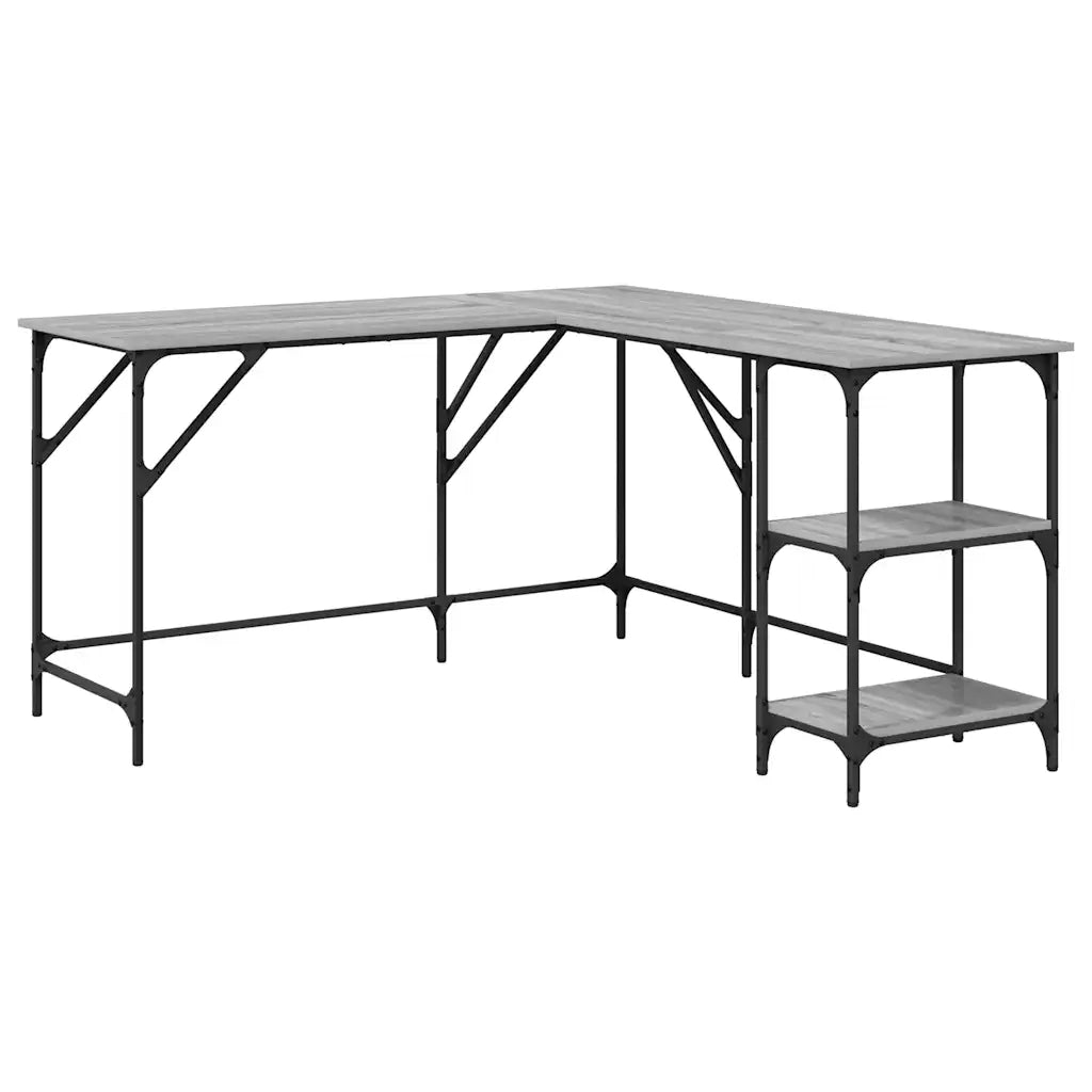 Scrivania Grigio Sonoma 139x139x75 cm in Legno Multistrato 837590