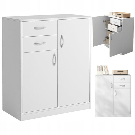 Cassettiera bianca 74x35x84 cm, perfetta per la camera da letto.