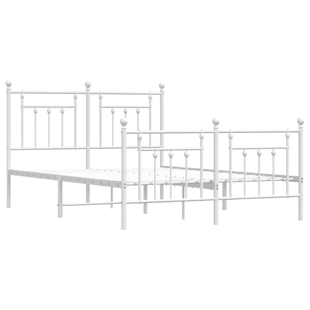 Giroletto con Testiera e Pediera-Struttura Letto Metallo Bianco 140x200 cm 844731