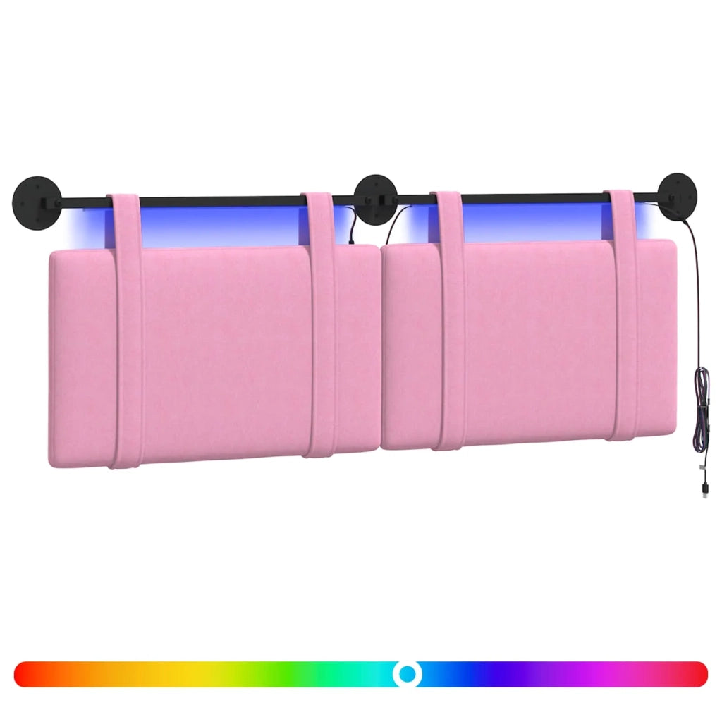 Testiera sospesa Con luce LED Rosa Tessuto