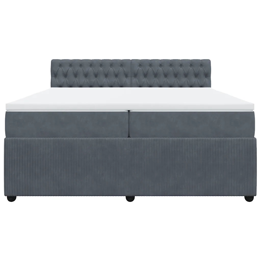 Giroletto a Molle con Materasso Grigio Scuro 200x200 cm Velluto