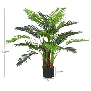 Palma artificiale 100 cm in plastica verde per interni ed esterni, senza montaggio