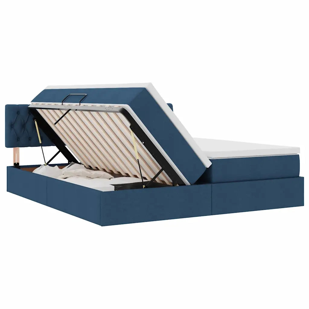 Letto con Contenitore Blu 180 x 200 cm Pelle Sintetica
