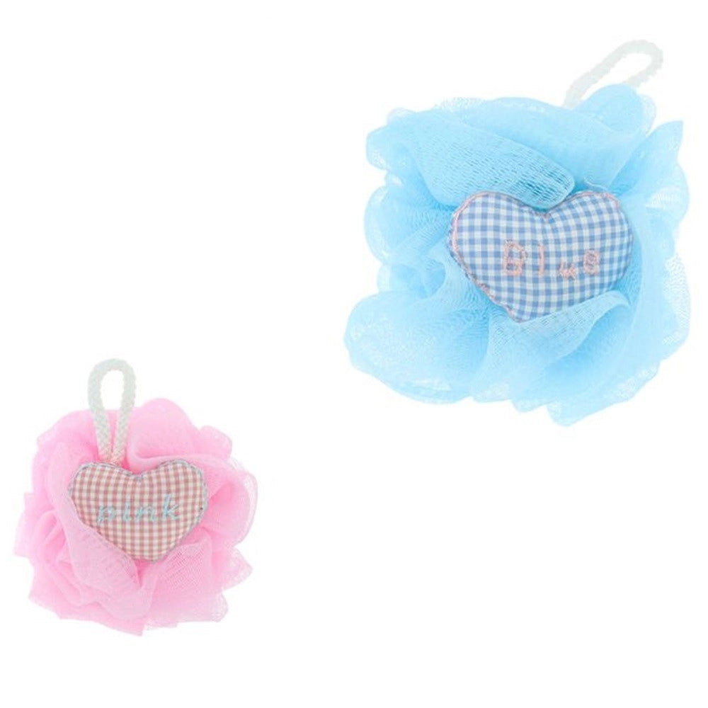 Trade Shop - Spugna Per Doccia A Rete Bagno Esfoliazione Pelle Corpo Con Cuore A Scacchi 10778 -