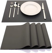 Piastre in silicone, piastre per bambini, piastre per tavolo da pranzo, impermeabili all'acqua, resistenti al calore, piastre con funzione antiscivolo per cucina, facili da pulire, set da 4 (grigio scuro)
