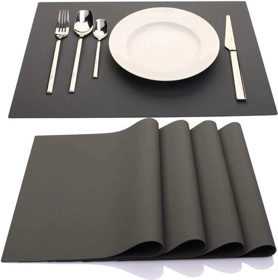 Piastre in silicone, piastre per bambini, piastre per tavolo da pranzo, impermeabili all'acqua, resistenti al calore, piastre con funzione antiscivolo per cucina, facili da pulire, set da 4 (grigio scuro)