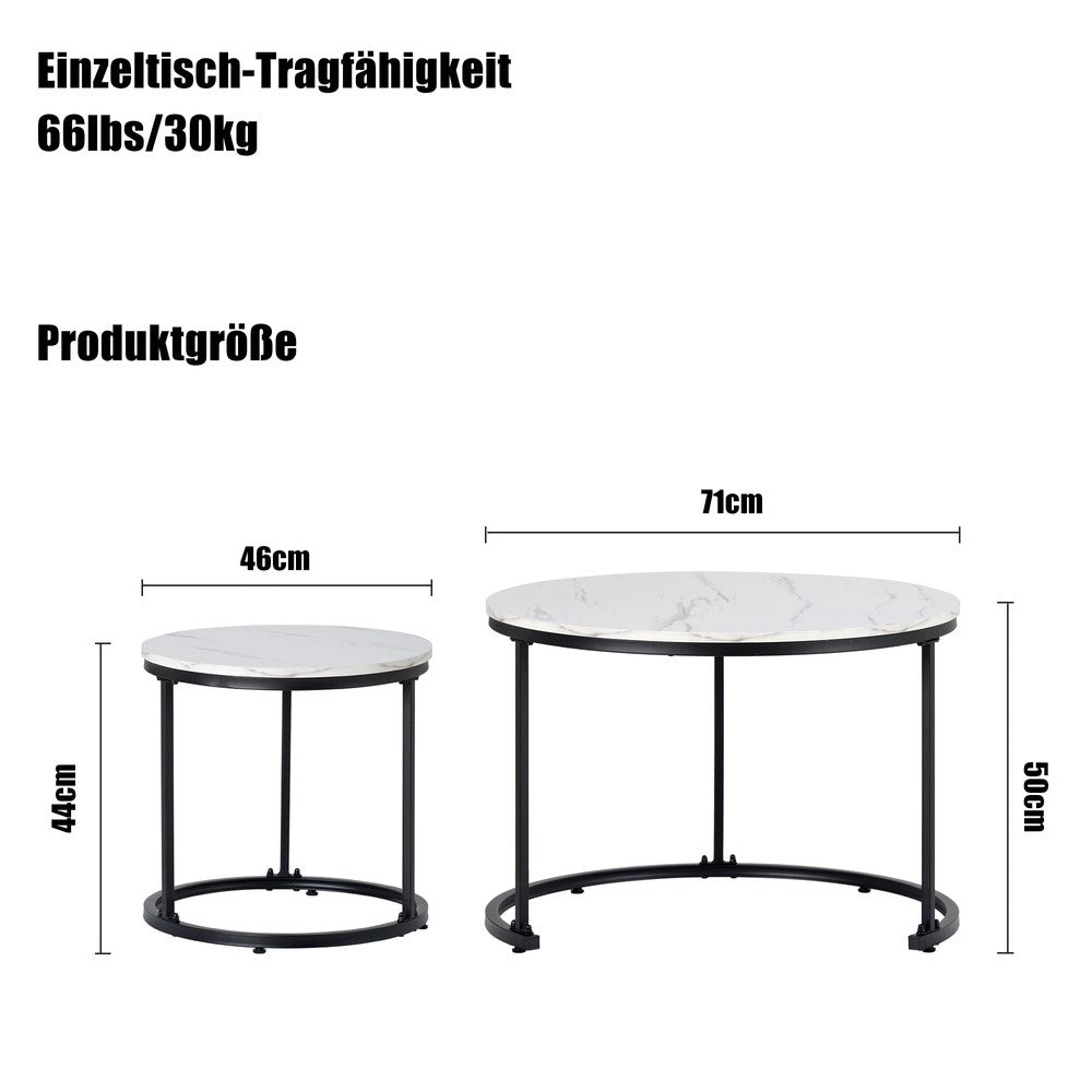 Tavolino da Caff¨¨ Rotondo Set 2 Pezzi ¨C MINIMAL ¨C Soggiorno, Metallo