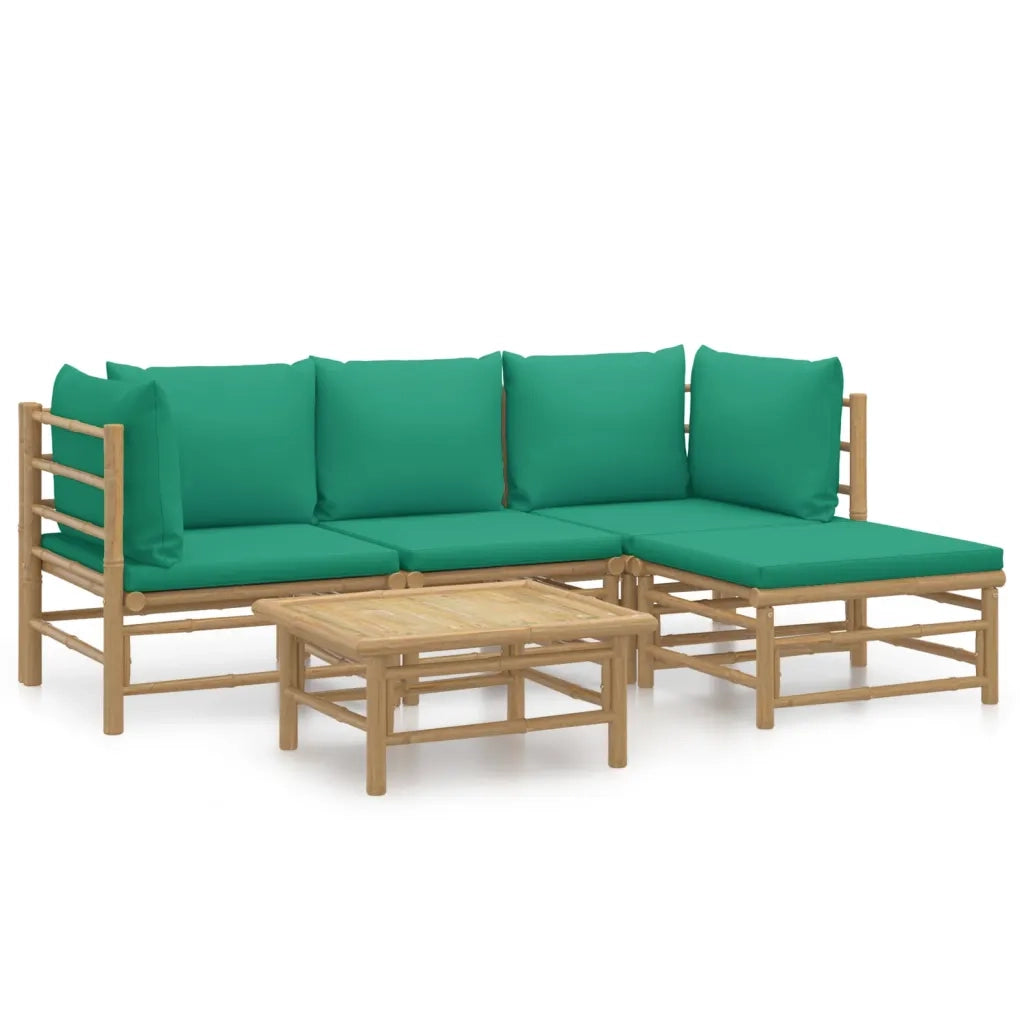 Set Salotto da Giardino 5pz con Cuscini Verdi BambÃ¹cod mxl 124282