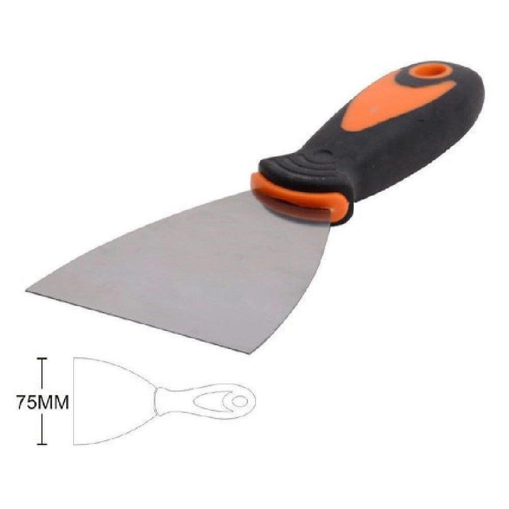 Trade Shop - Spatola Per Pareti In Acciaio 75mm 3" Ferramenta Con Maniglia Antiscivolo 90420 -