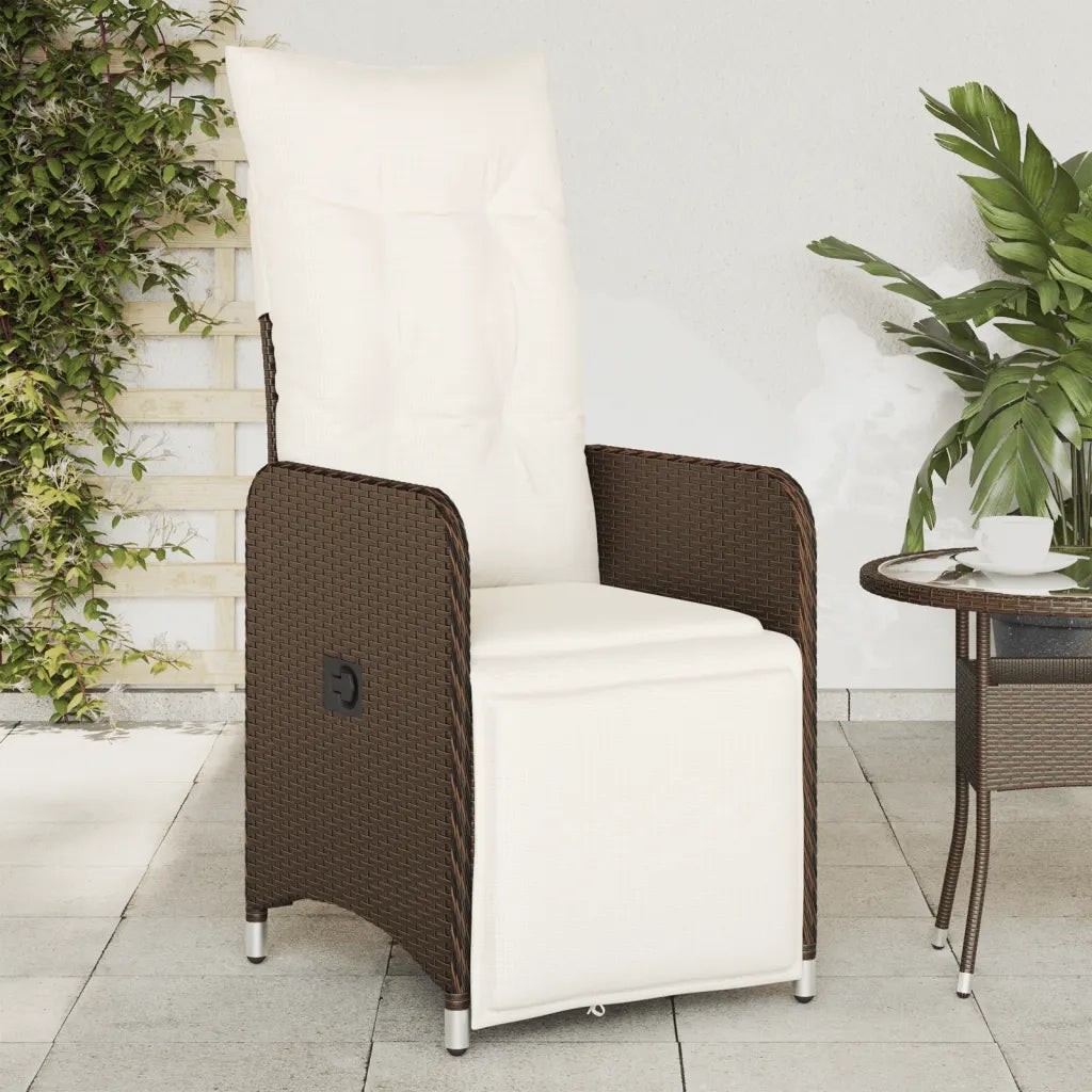 Sedie Reclinabili Giardino 2 pz | Sedie da Esterno con Cuscini Marrone Polyrattan
