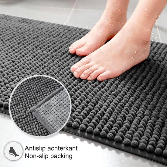 Pavimento Antiscivolo - Super assorbente e lavabile in lavatrice - 1 pezzo - Grigio Scuro - 40x60 cm