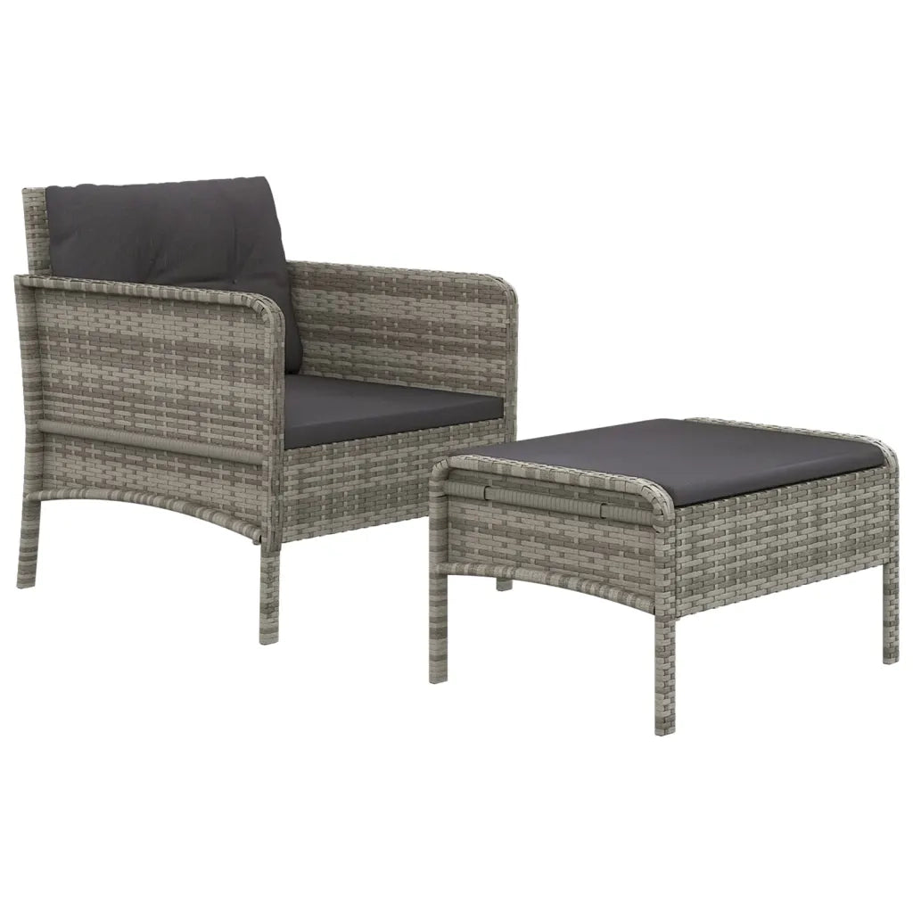 Set di Divani da Giardino 2 pz | Set Salotto da Giardino con Cuscini in Polyrattan Grigio