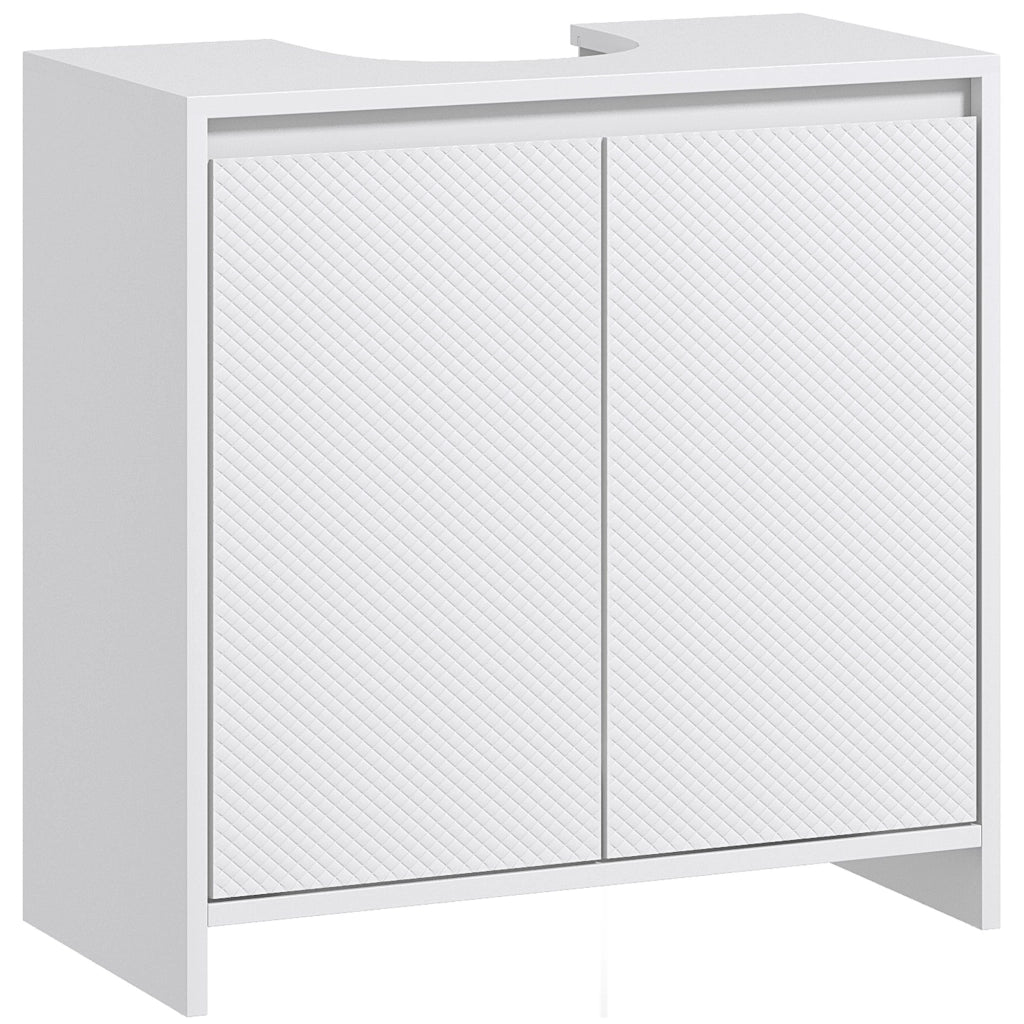 Mobile Sottolavello da Bagno 60x30x60cm 2 Ante Decorate Bianco