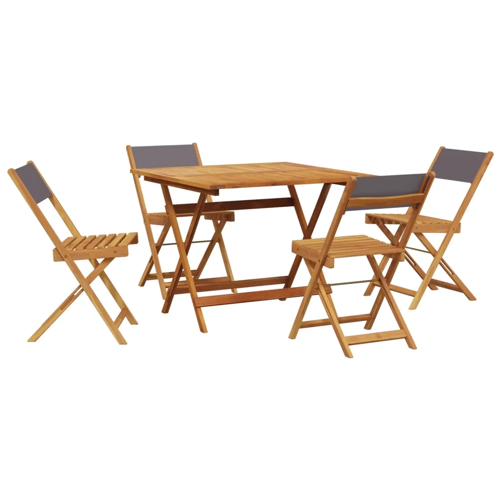 Set Pranzo da Giardino 5pz | Set Salotto da Giardino Antracite Tessuto e Legno Massello
