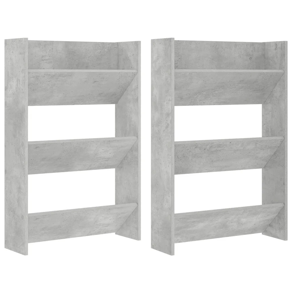 Scarpiere Muro 2pz Grigio Cemento 60x18x90cm Legno Multistrato 806768
