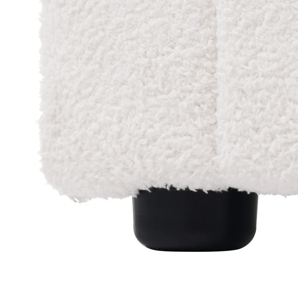Letto matrimoniale 140x200 cm con LED; USB e USB C; 4 cassetti; tessuto sherpa bianco