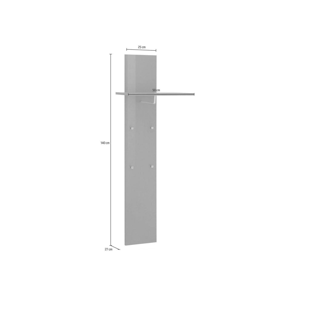 Etesia, Mobile da Ingresso un Ripiano, 50x27x140h cm Bianco Lucido
