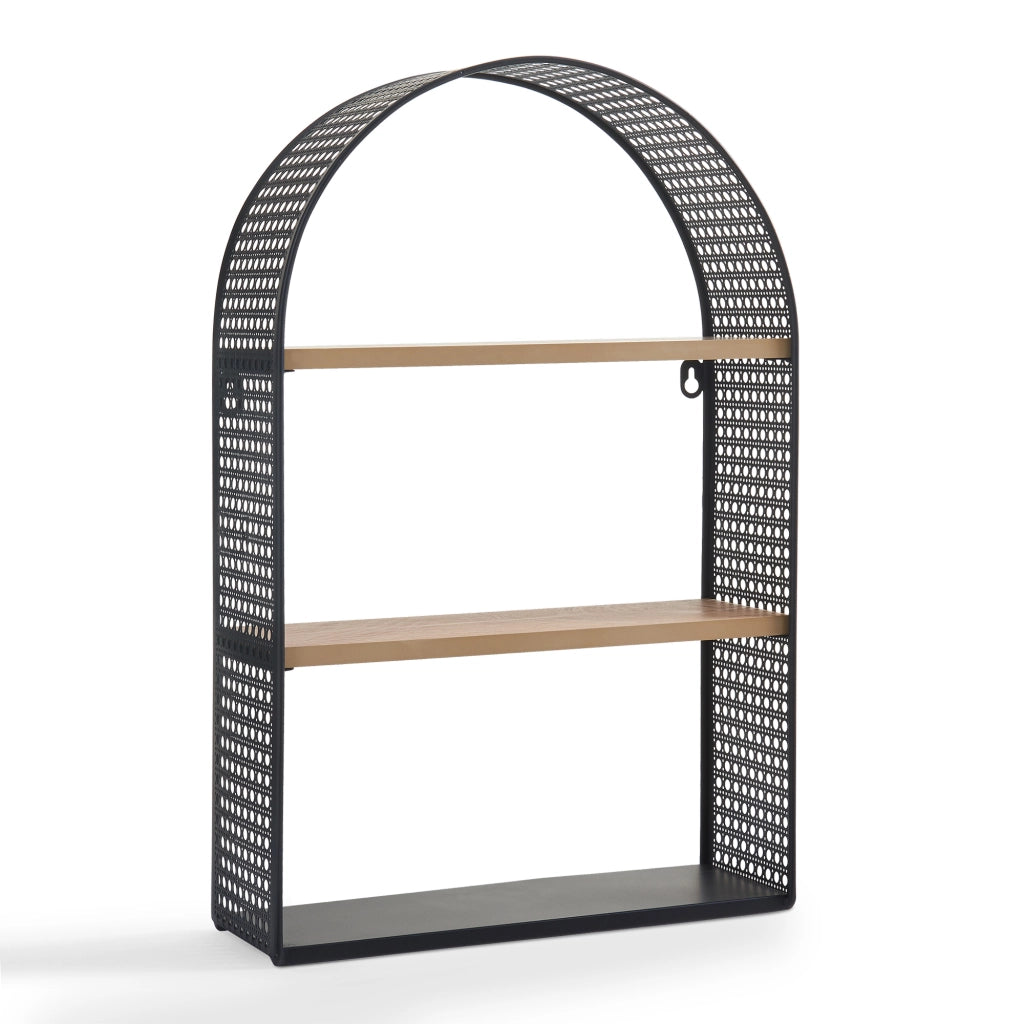 Scaffale da Parete Jäller Design Arcuato Traforato 53x35x14 cm Nero [en.casa]