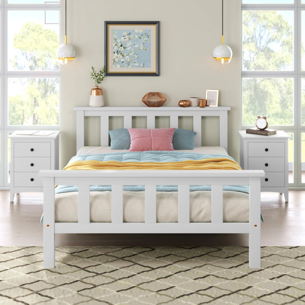 Letto singolo bianco 90 x 200 cm con rete a doghe