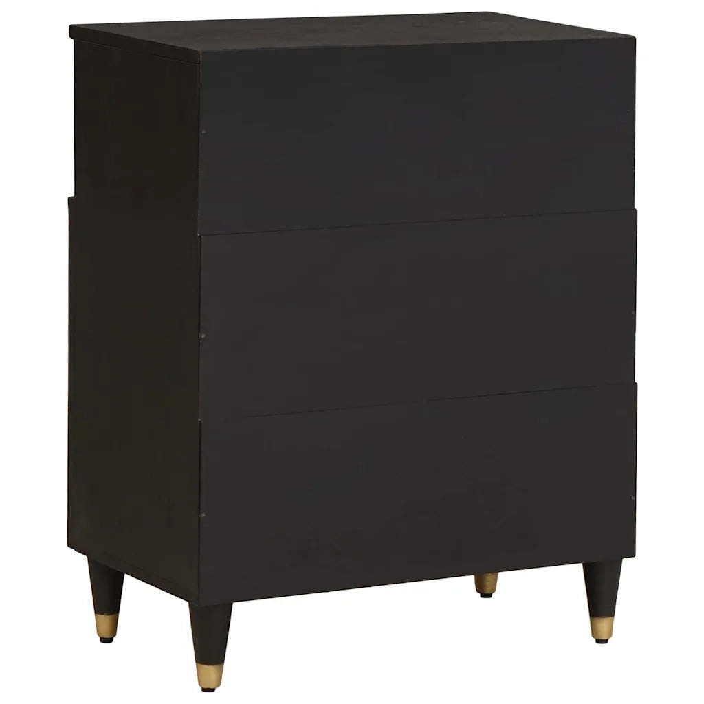 Credenza con porta-Buffet-Armadio da cucina Nero 60 x 33 x 75 cm Legno di mango massello 799374