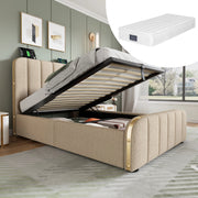 letto imbottito lino beige 90 x 200 cm
