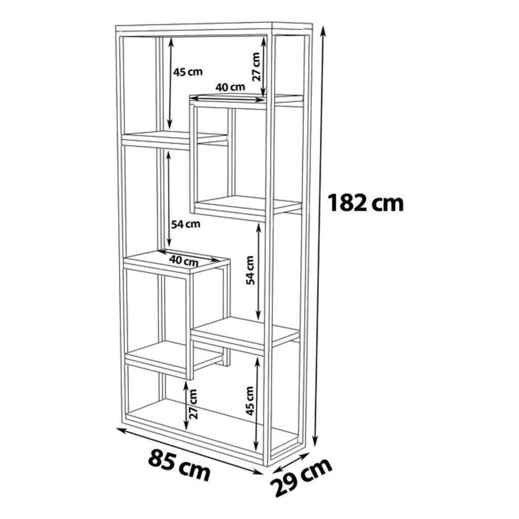 Biblioteca Rofrano, Libreria 6 Ripiani, 85x29x182h cm Nero