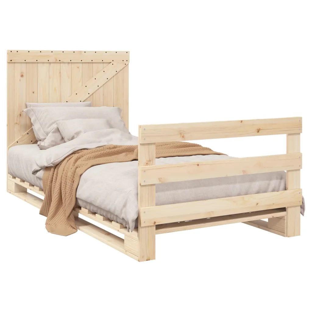 Giroletto con Testiera 100x200 cm Legno Massello di Pino 3281557
