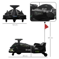 Go Kart Elettrico per Bambini 8-12 Anni Velocità 3-8 km/h per Drifting con Luci e Musica, Nero