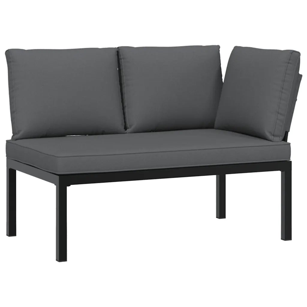 Set Divani da Giardino 7 pz con Cuscini in Alluminio Nero