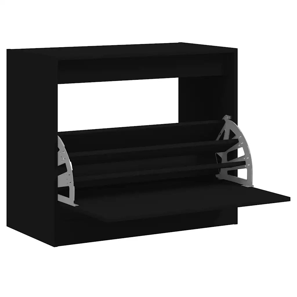 Scarpiera-Scaffale per scarpe Nera 80x42x69 cm in Legno Multistrato
