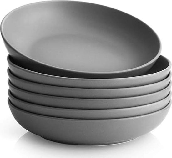 Set di 6 ciotole in ceramica bianche per servire zuppe, insalate, pasta e frutta - set di piatti per servire - modello ML-GRIJS