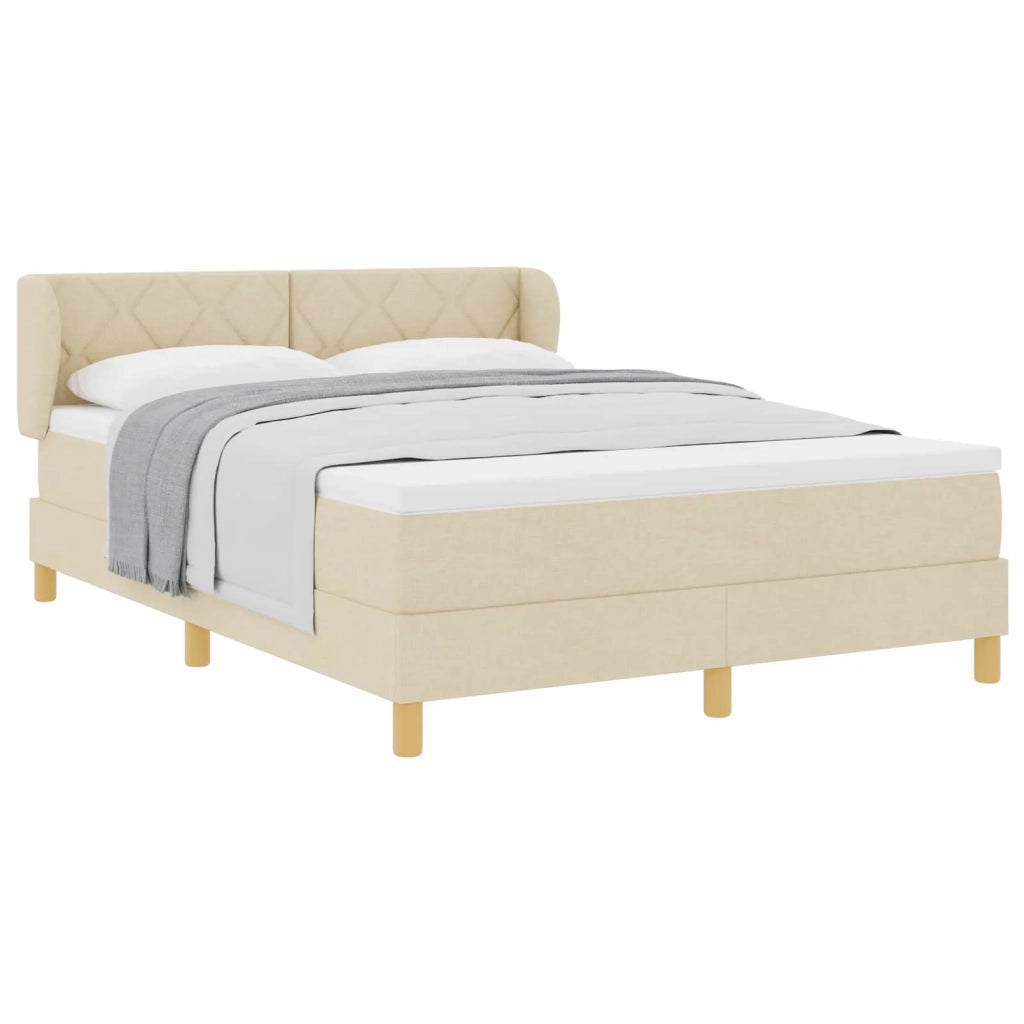 Letto a molle con materasso Crema 160 x 200 cm Tessuto 3340288
