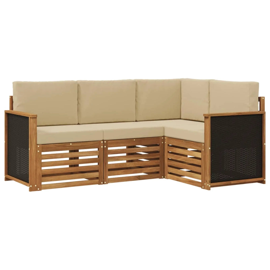 Set divani con cuscino 4 pcs Legno di Acacia Massello