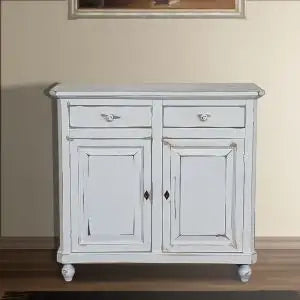 Credenza base napoletana in legno Shabby chic 2 ante bianco consumato