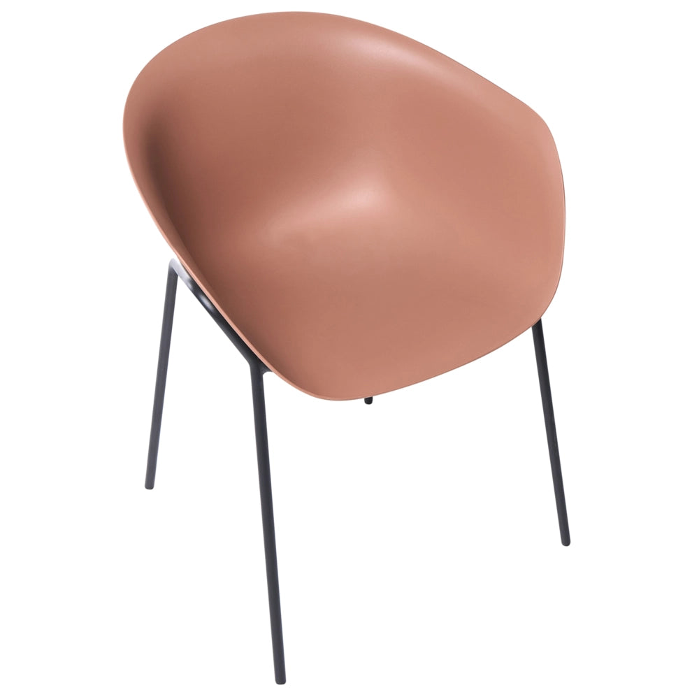 Set di 2 sedie da giardino con seduta in plastica e gambe in metallo nero e marrone resistenti alle intemperie moderne